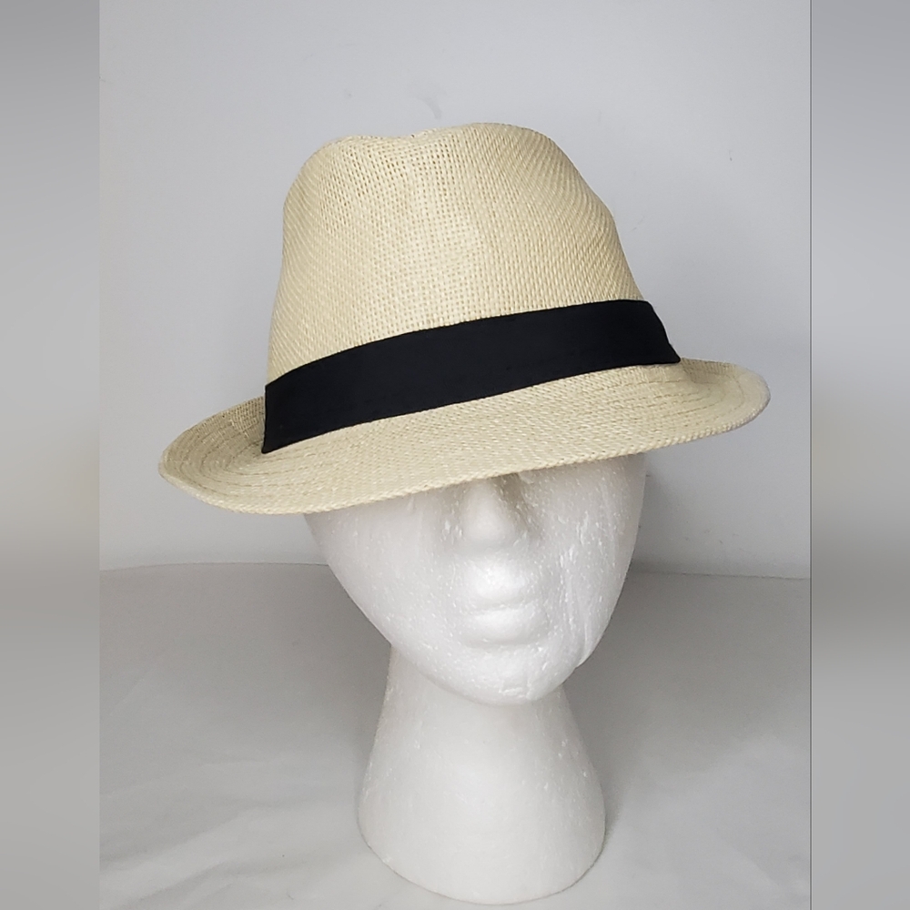 Elegant Fedora Hat- Paper Material with Black Band - "Like-new"